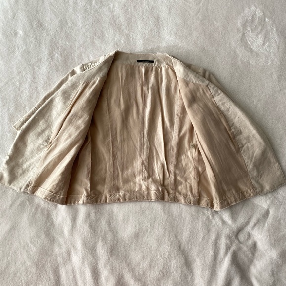 Elie Tahari crop floral appliqué linen jacket - Picture 4 of 6